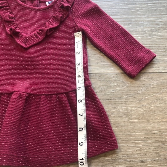Janie And Jack Ruffle Maroon Holiday Dress Long Sleeve Size 3-6 Months - Picture 7 of 9